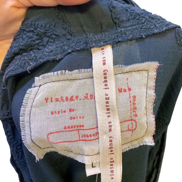 Johnny Was Vintage Navy Embroidered Cardigan w/Tie Waist Size L - Picture 6 of 7